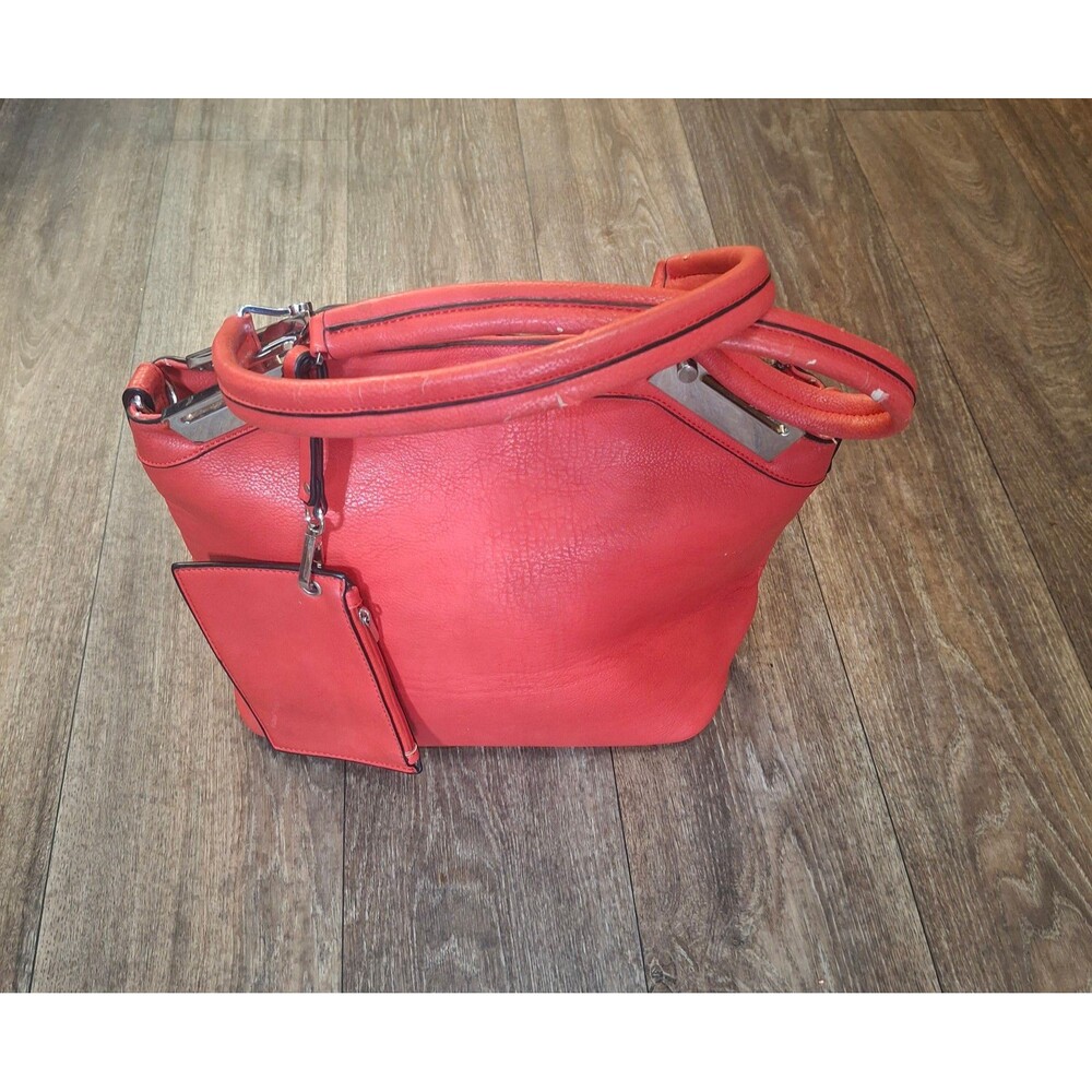 Red Black Rivet handbag with silver accents and a matching coin purse